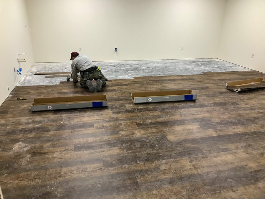Flooring installation in a commercial interior
